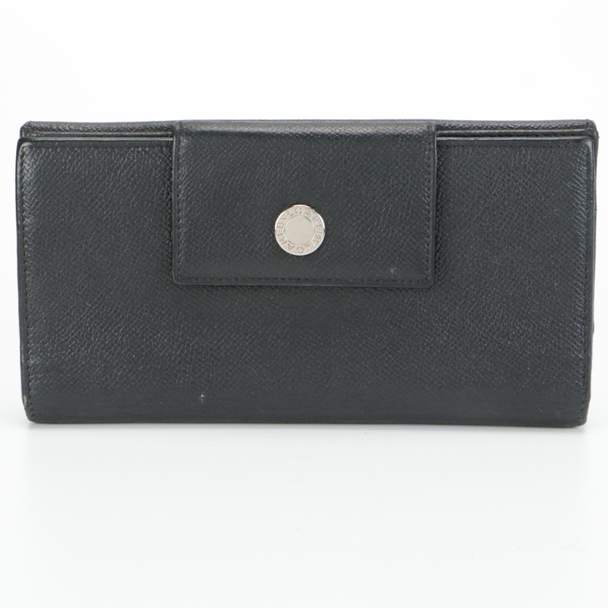 BVLGARI Clutch Wallet in Black Grained Leather