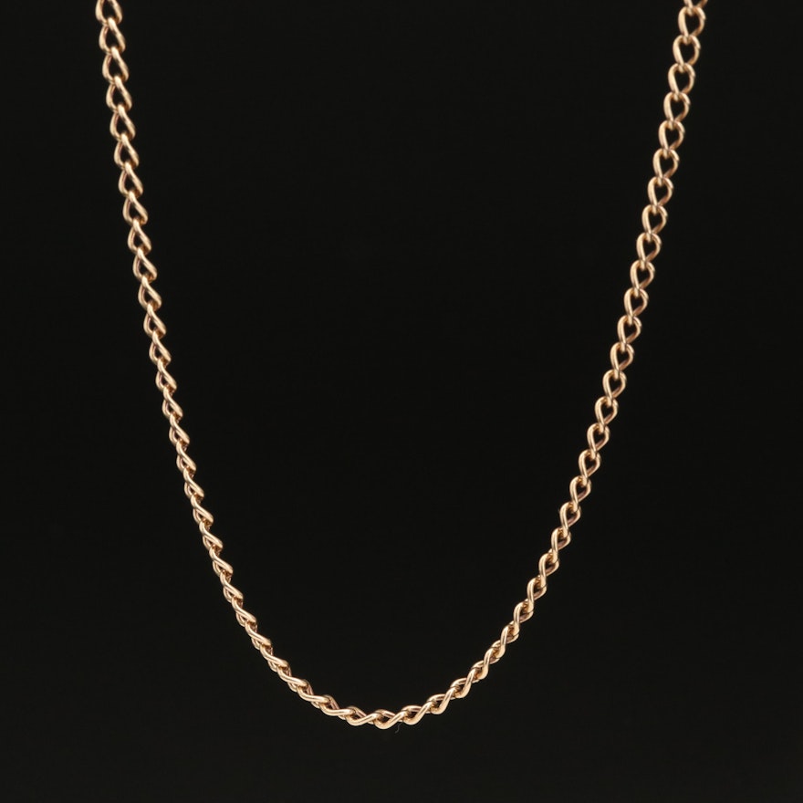 10K Curb Chain Necklace with 14K