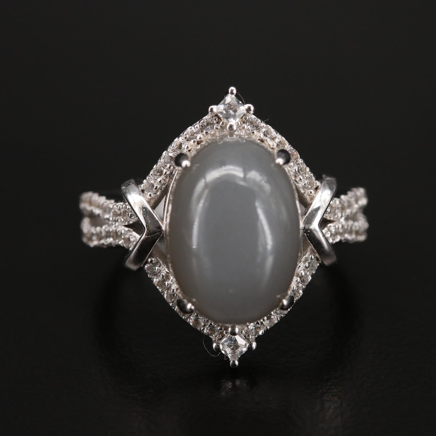 Sterling Moonstone and Topaz Ring