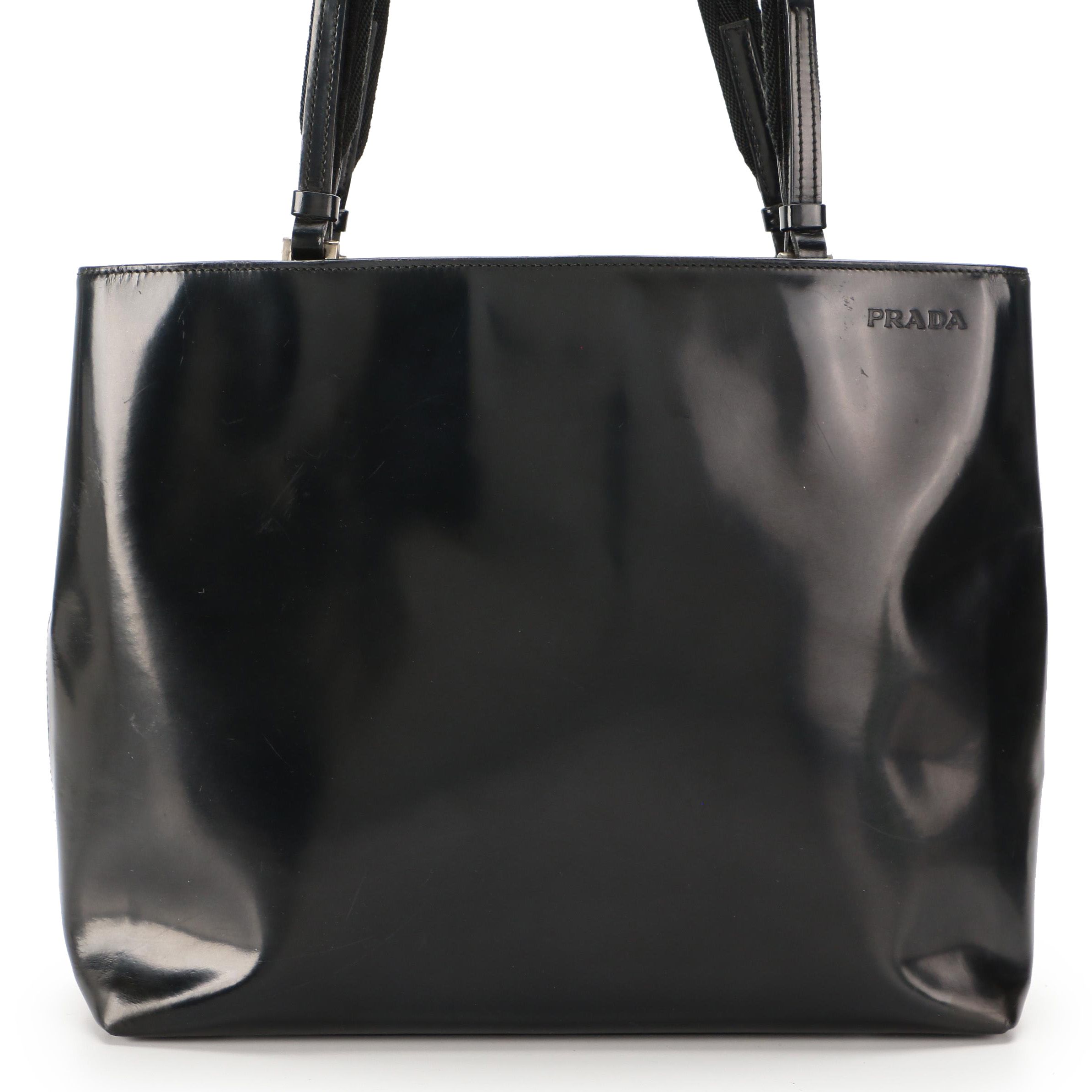 Prada Tote in Black Patent Leather