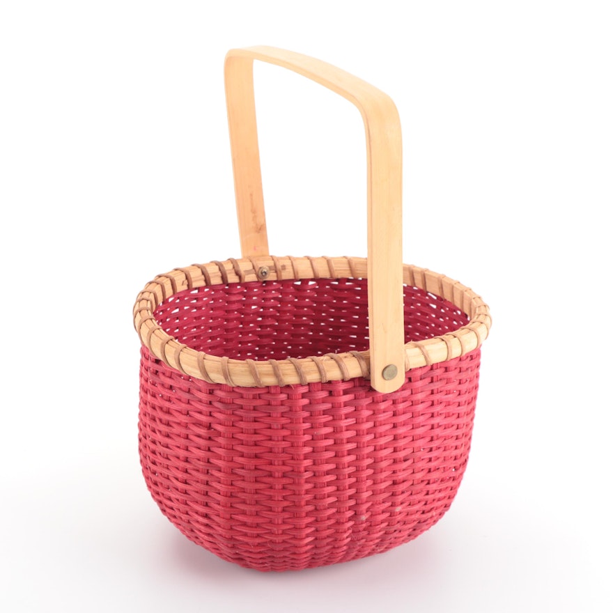 Handmade Red Wood Splint Woven Basket