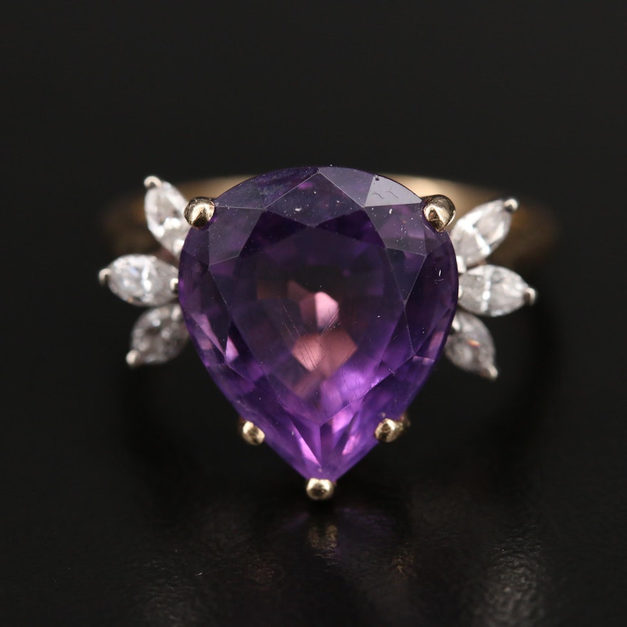 14K 7.36  CT Amethyst and Diamond Ring