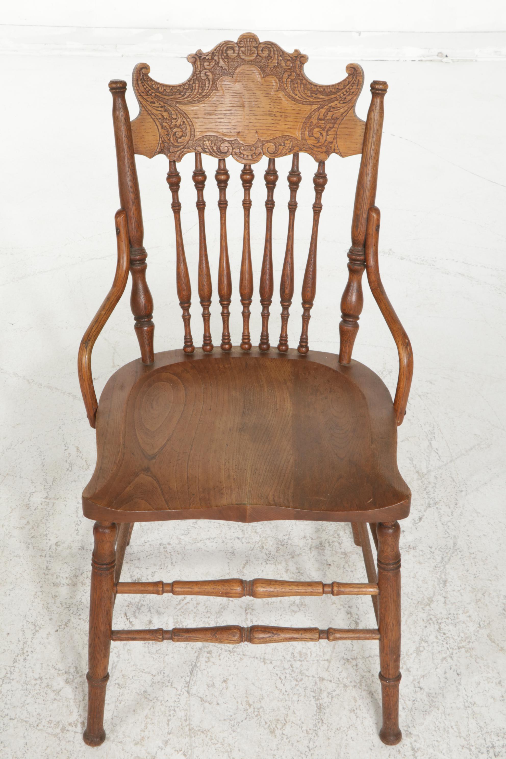 Sikes Chair Company Oak Pressed-Back Side Chair, Early 20th Century