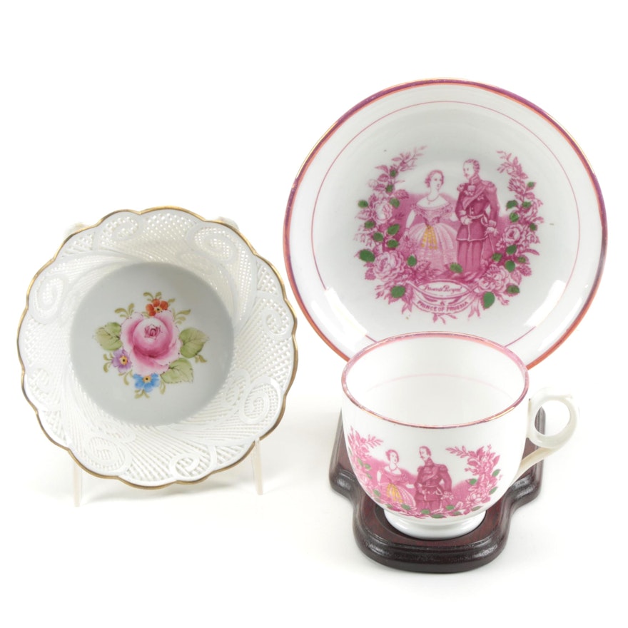 English Princess Victoria and Frederick III Commemorative Cup and Other Bowl