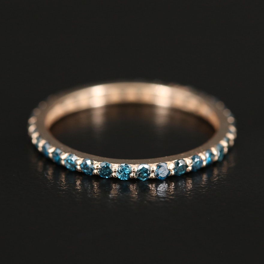 14K Blue Diamond Eternity Band