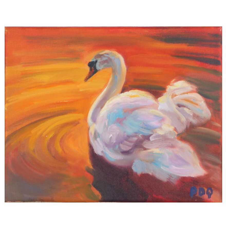 Peter Chorao Oil Painting "Swan," 2021