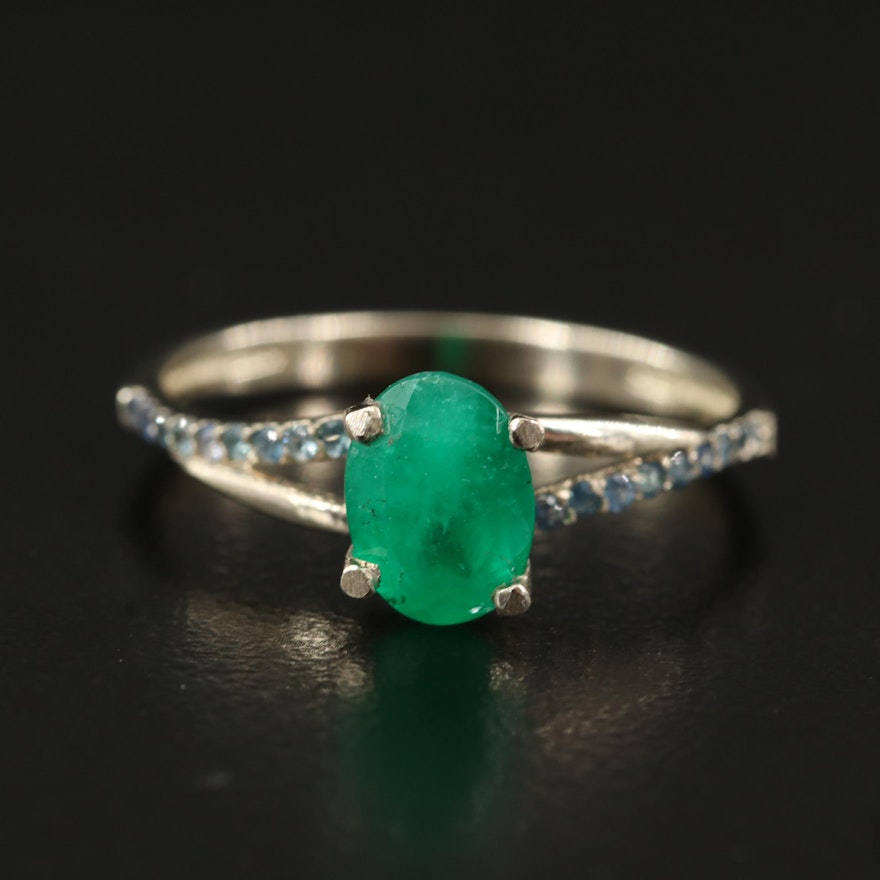 14K Emerald and Sapphire Ring