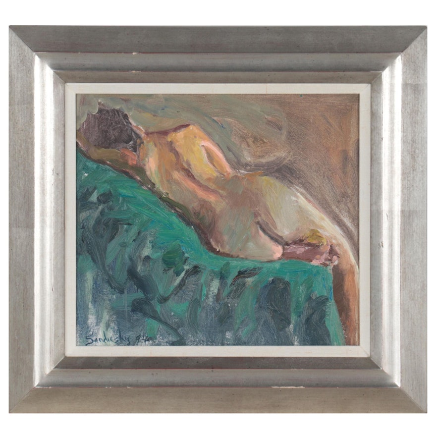 Phil Sandusky Oil Painting "Reclining Nude," 1994