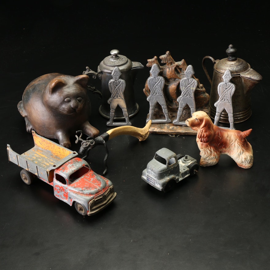 Steel Toy Trucks, Lead Soldiers, Metal Figurines and More, Mid-20th Century