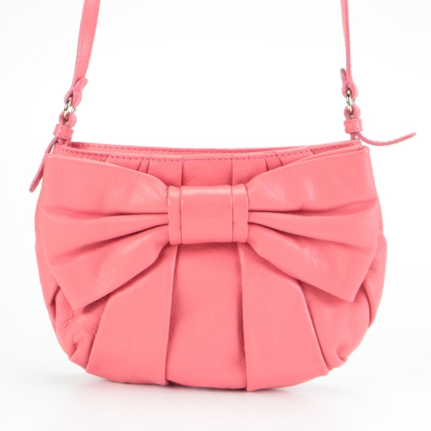 RED Valentino Bow-Front Shoulder Bag in Rose Calfskin Leather