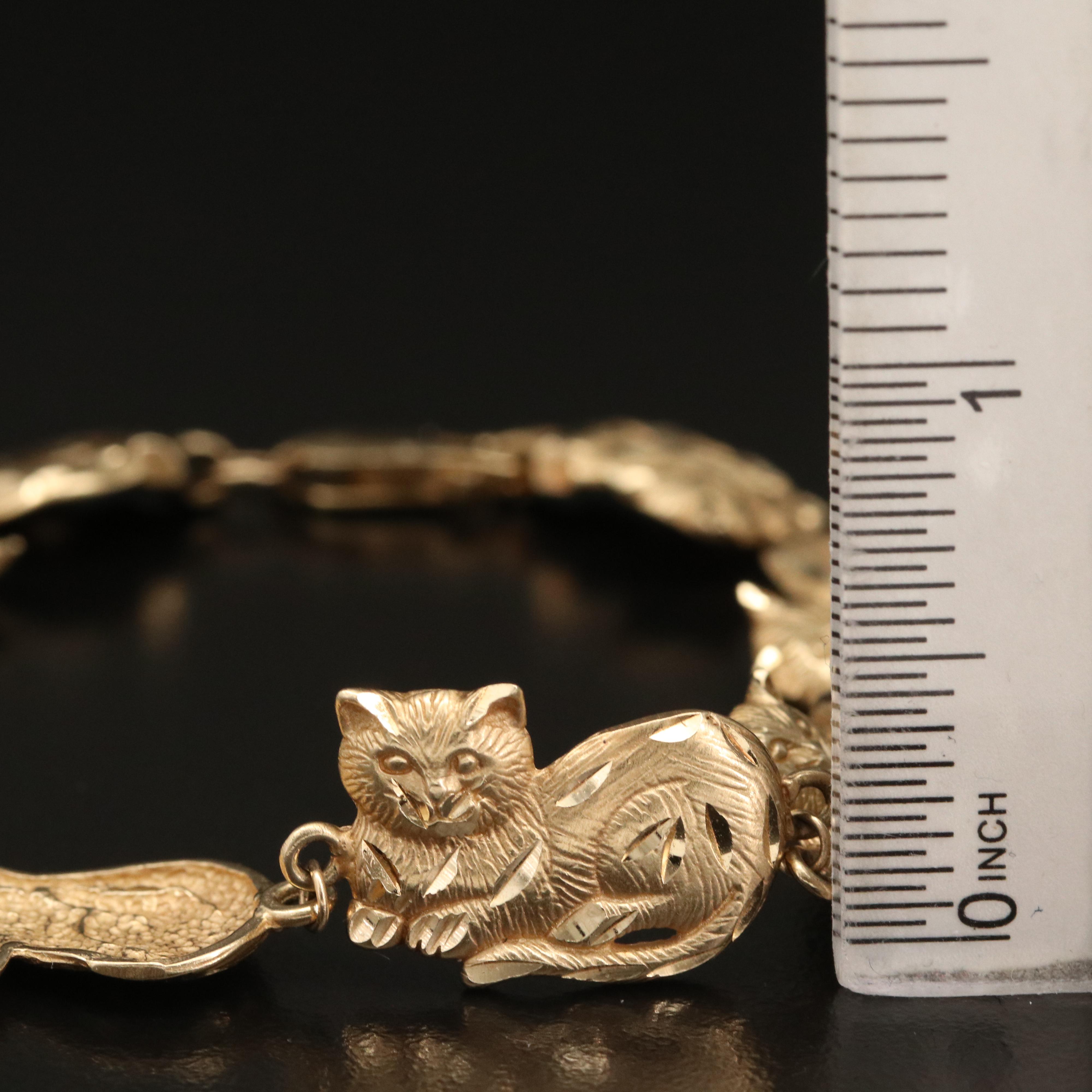 14K Gold Cat Bracelet