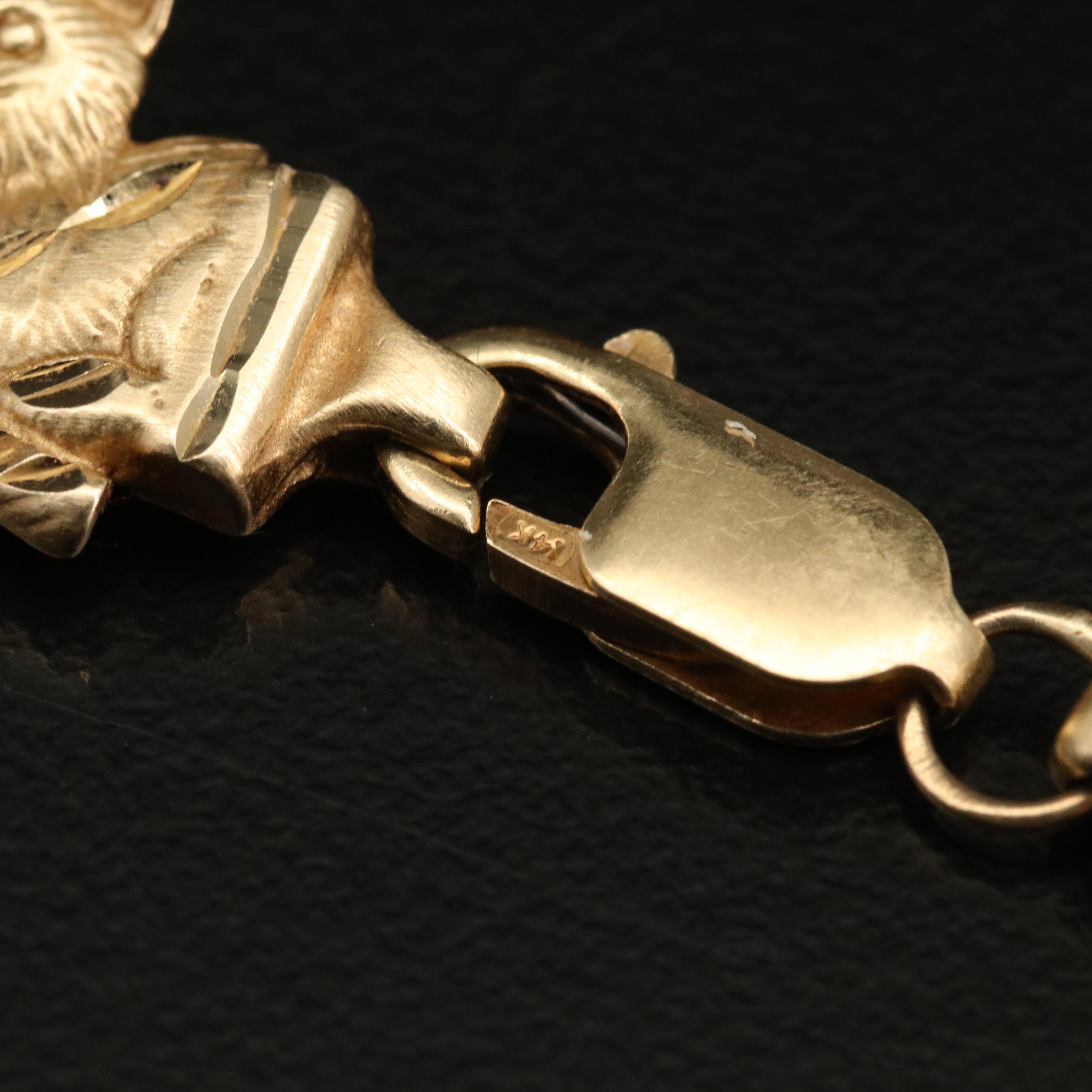 14K Gold Cat Bracelet