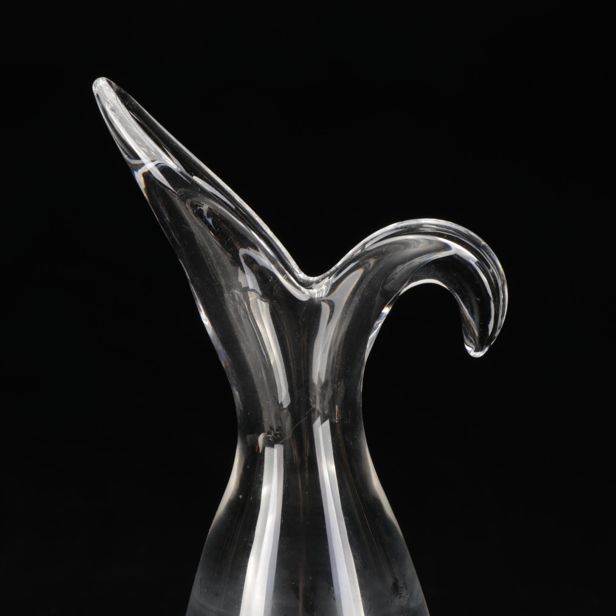 Steuben Art Glass Vase with Sheared Rim Designed by George Thompson