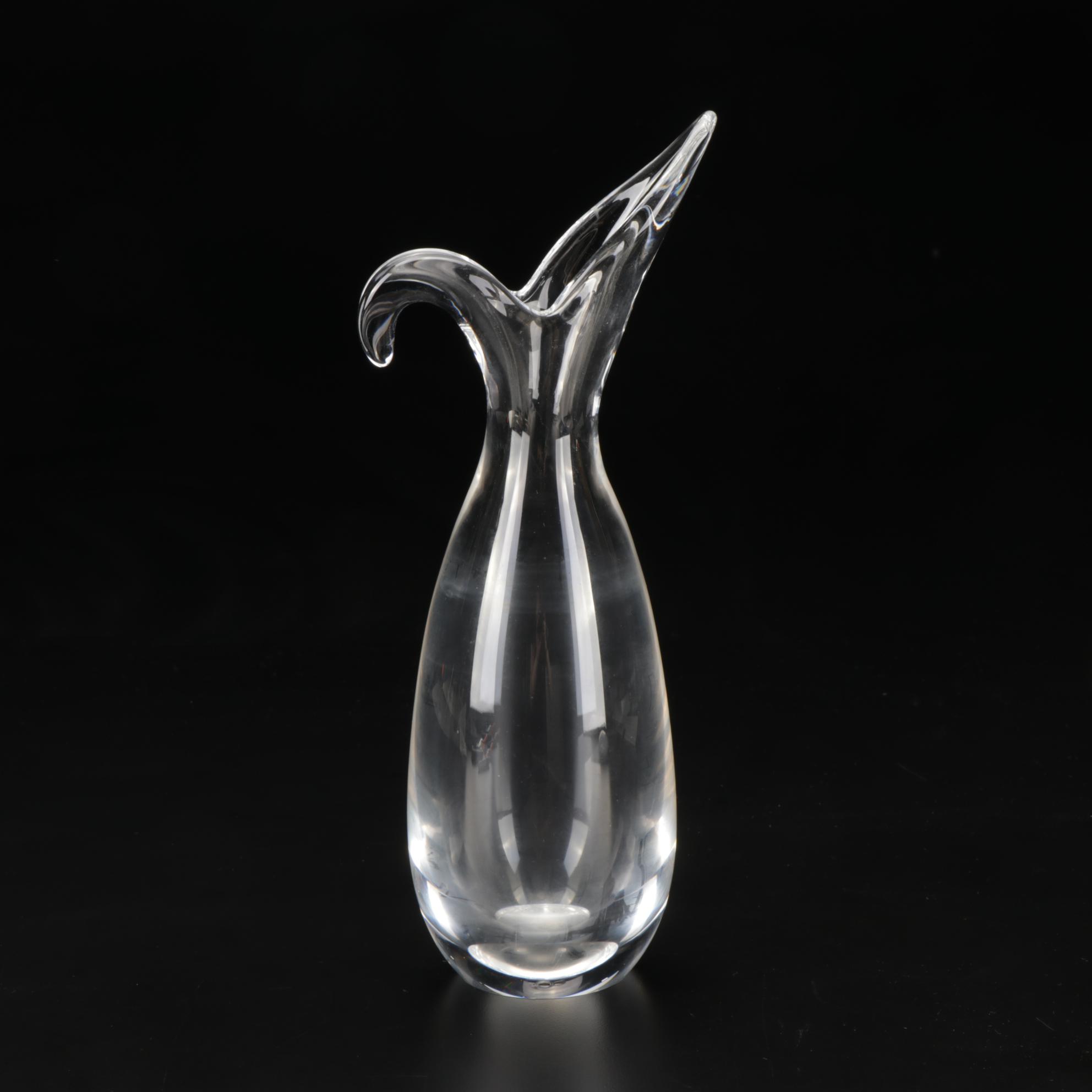 Steuben Art Glass Vase with Sheared Rim Designed by George Thompson