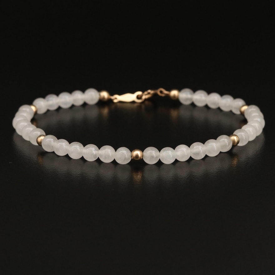 Quartz Beaded Bracelet with Gold Filled Accents and Closure