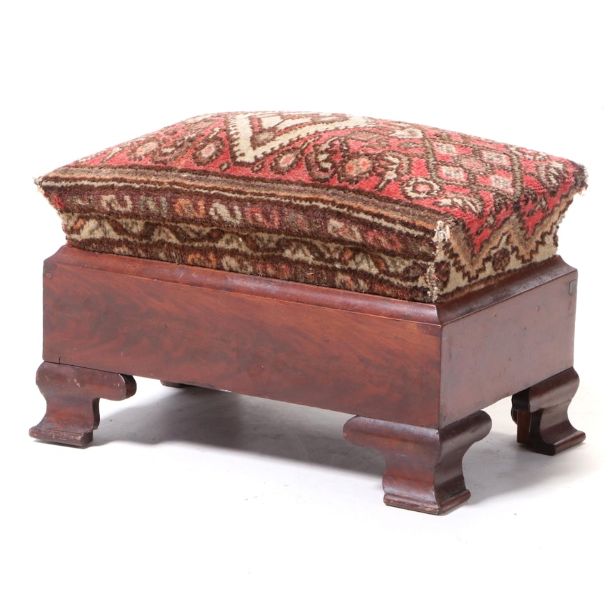 American Late Classical Flame Mahogany Footstool, Mid-19th Century