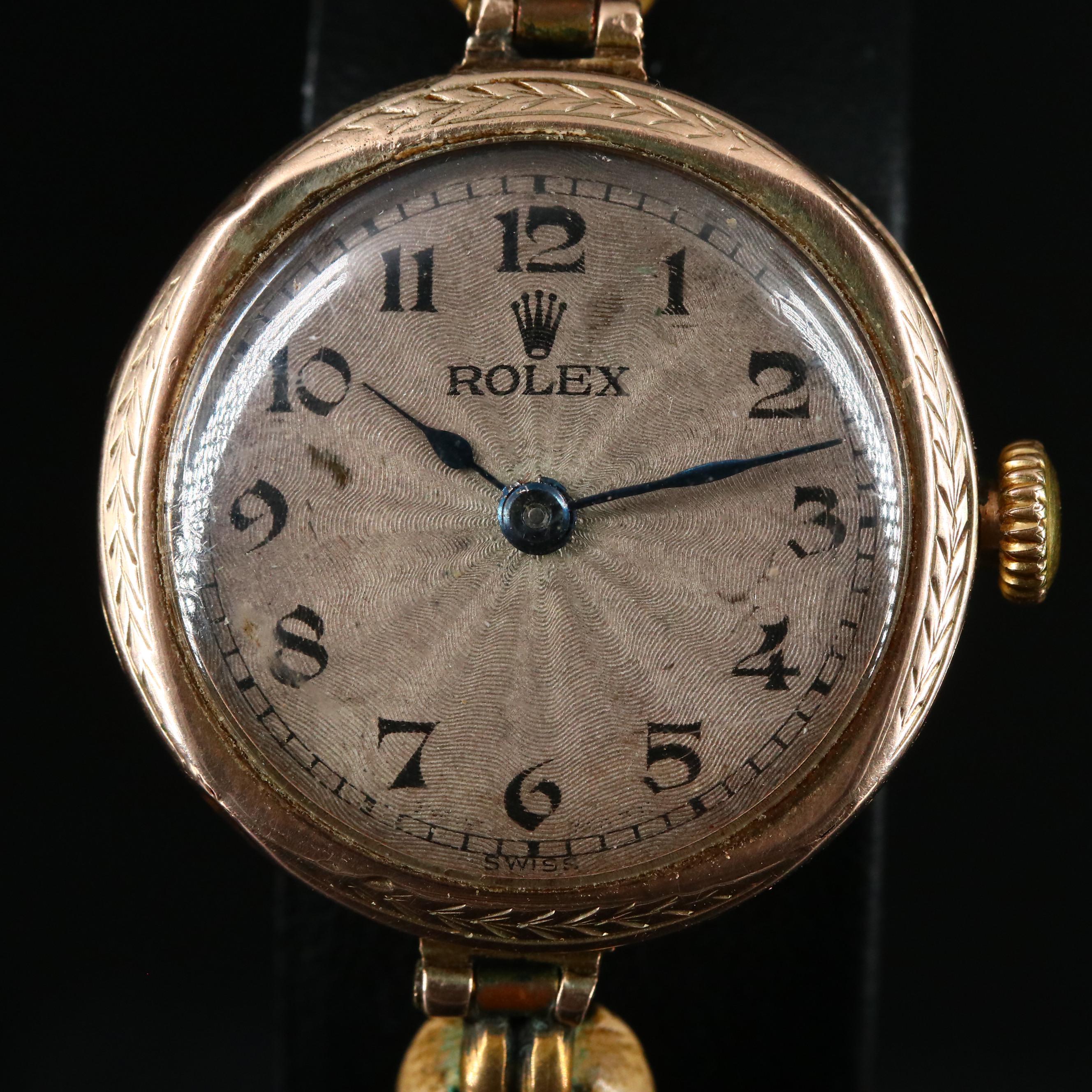 1928 Rolex 9K Yellow Gold Stem Wind Watch