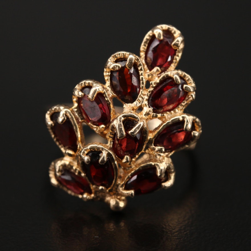 14K Garnet Cluster Ring