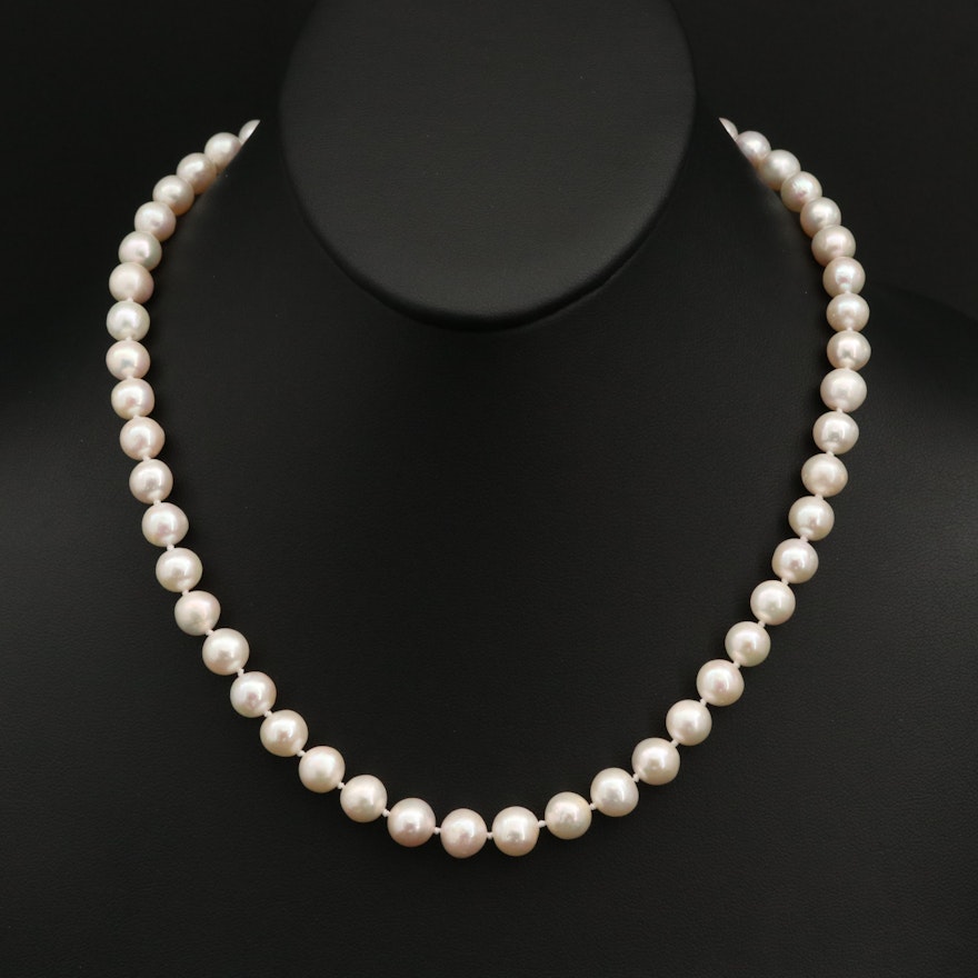 Pearl Necklace with 18K Clasp