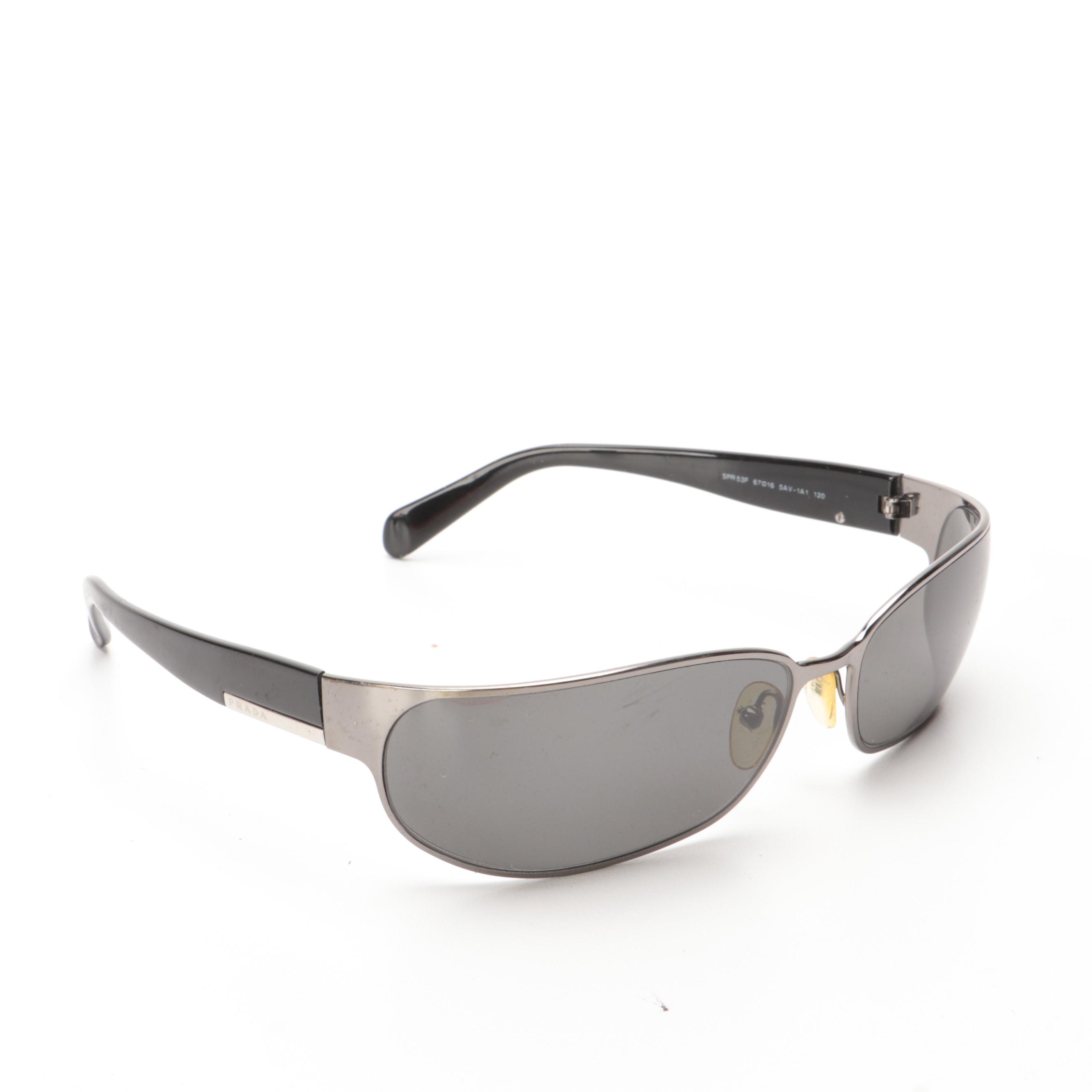 Prada Rectangular Wrap Sunglasses with Case