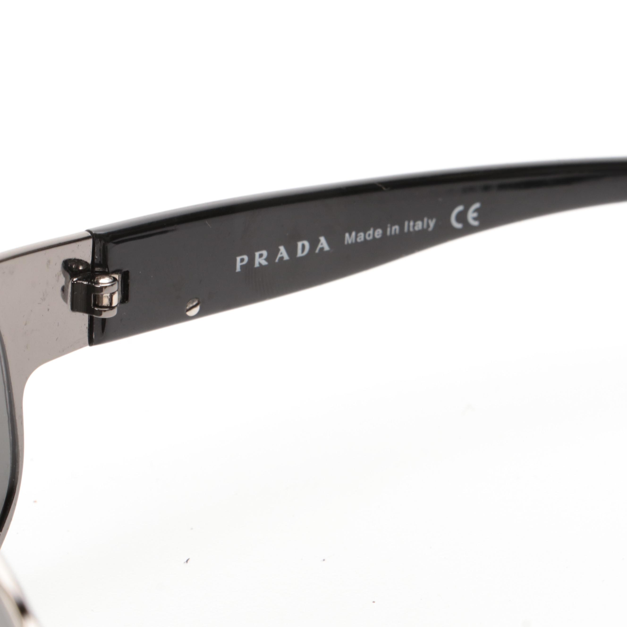Prada Rectangular Wrap Sunglasses with Case