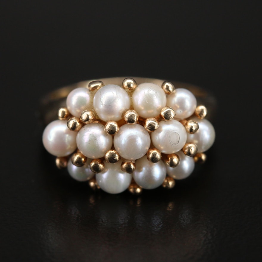 14K Pearl Cluster Ring