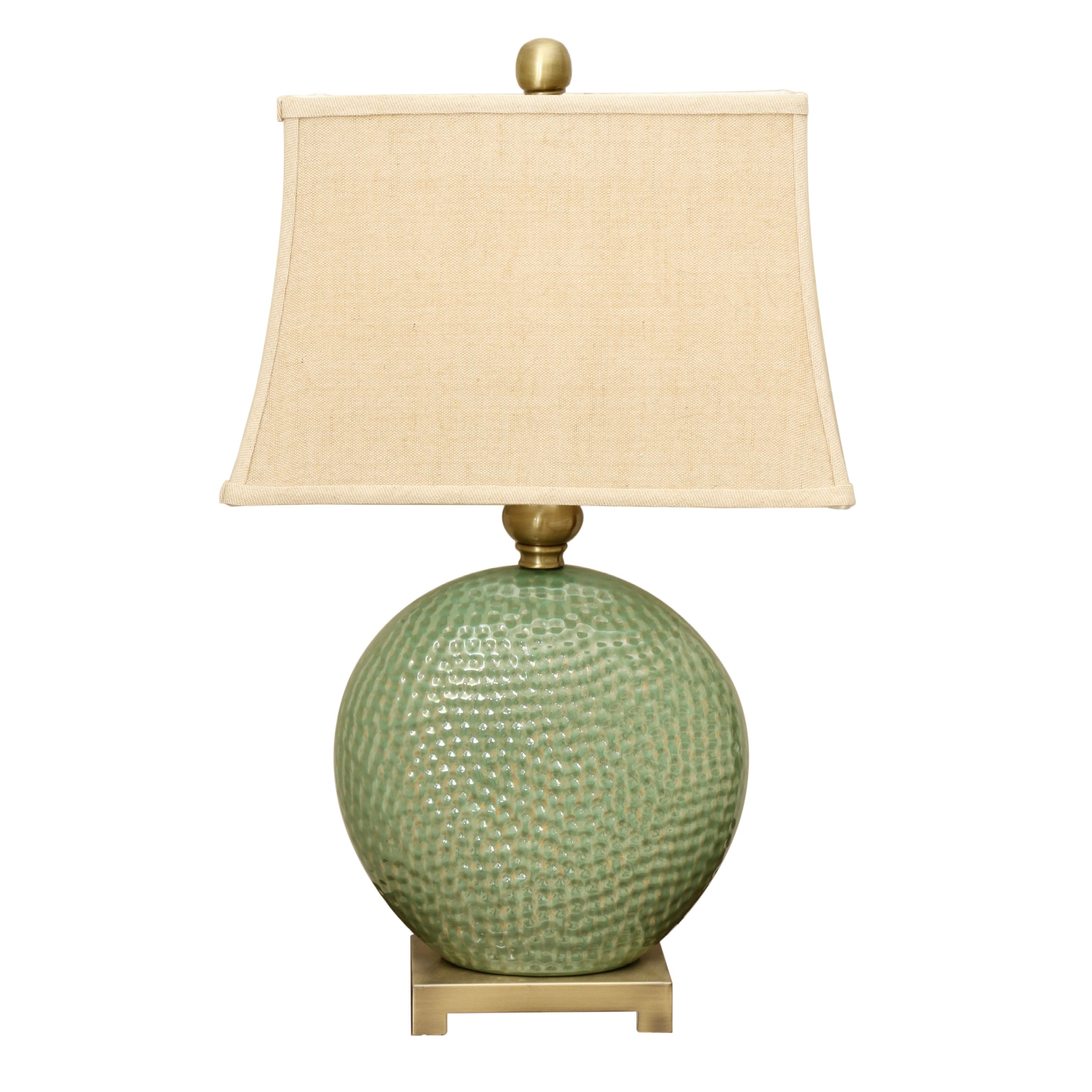 Uttermost "Destin" Disc-Shaped Green Ceramic Table Lamps, Pair