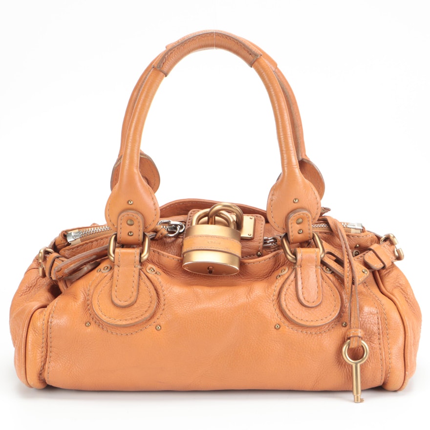 Chloé Paddington Medium Satchel in Tan Grained Leather