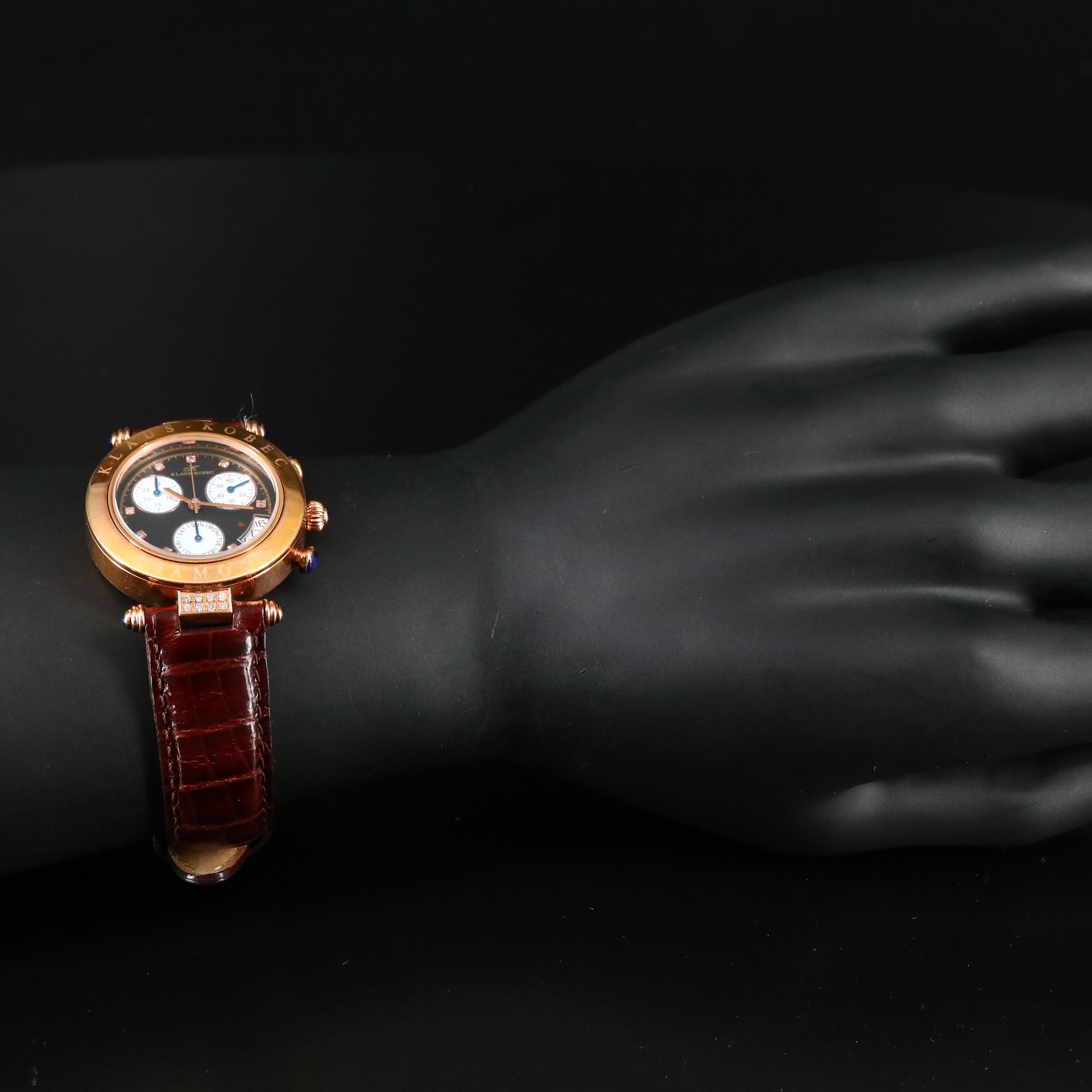 Klaus-Kobec Diamond Stainless Steel Chronograph Watch