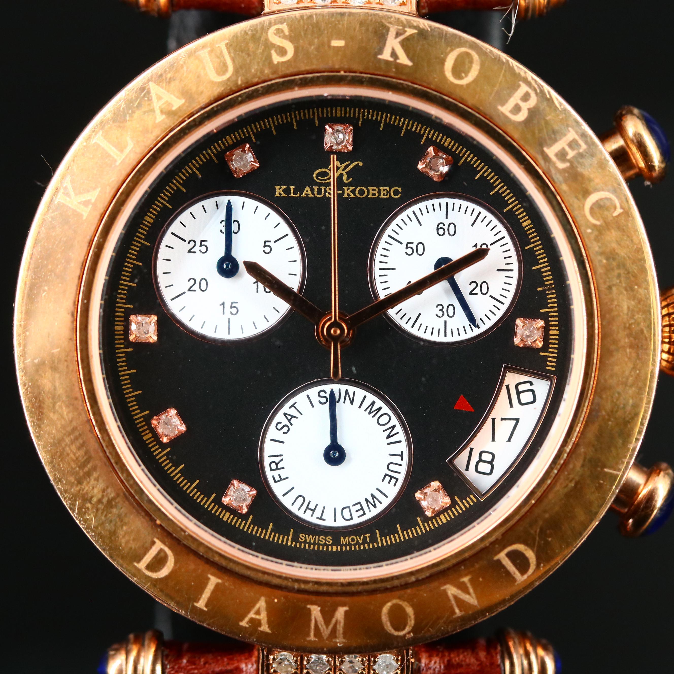 Klaus-Kobec Diamond Stainless Steel Chronograph Watch