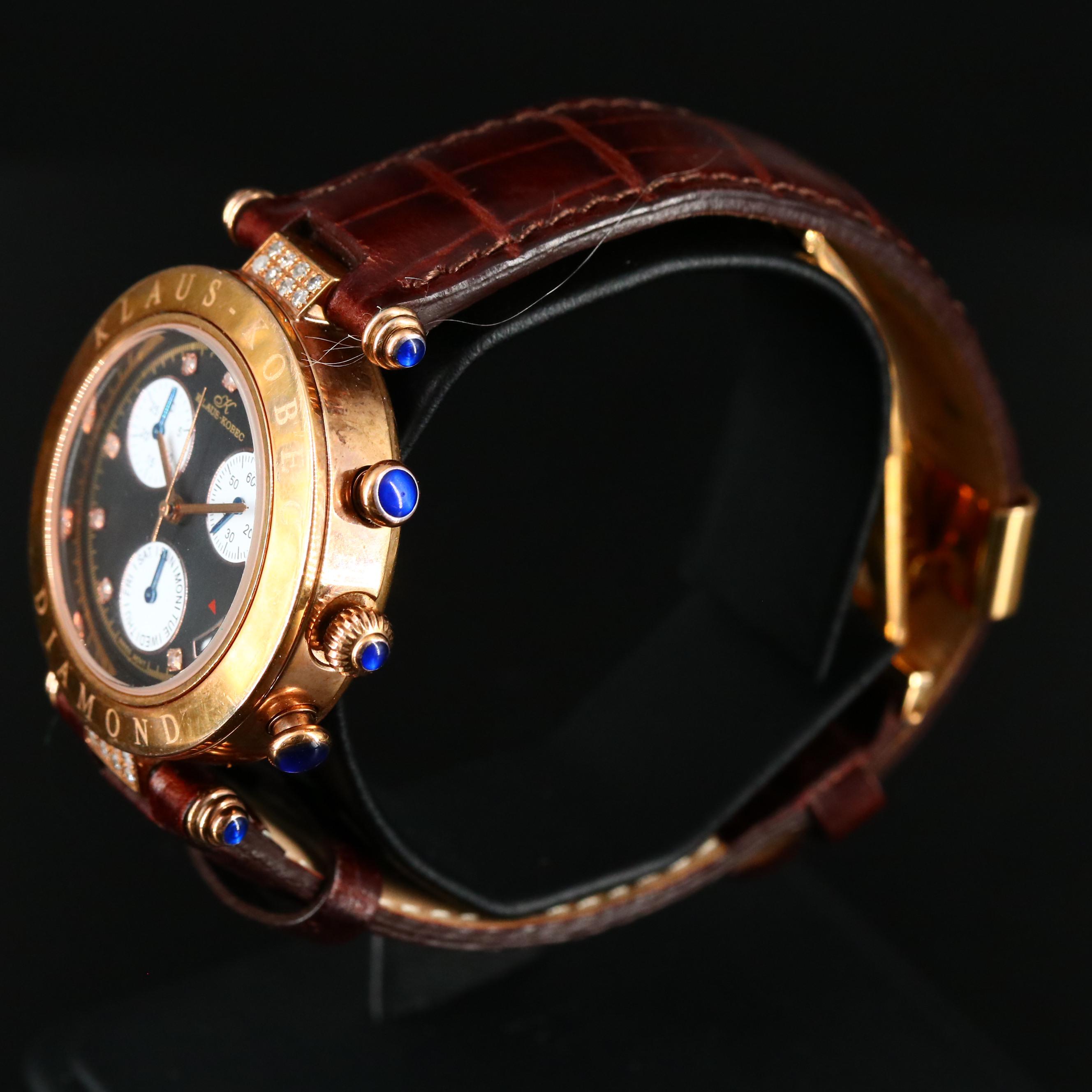 Klaus-Kobec Diamond Stainless Steel Chronograph Watch