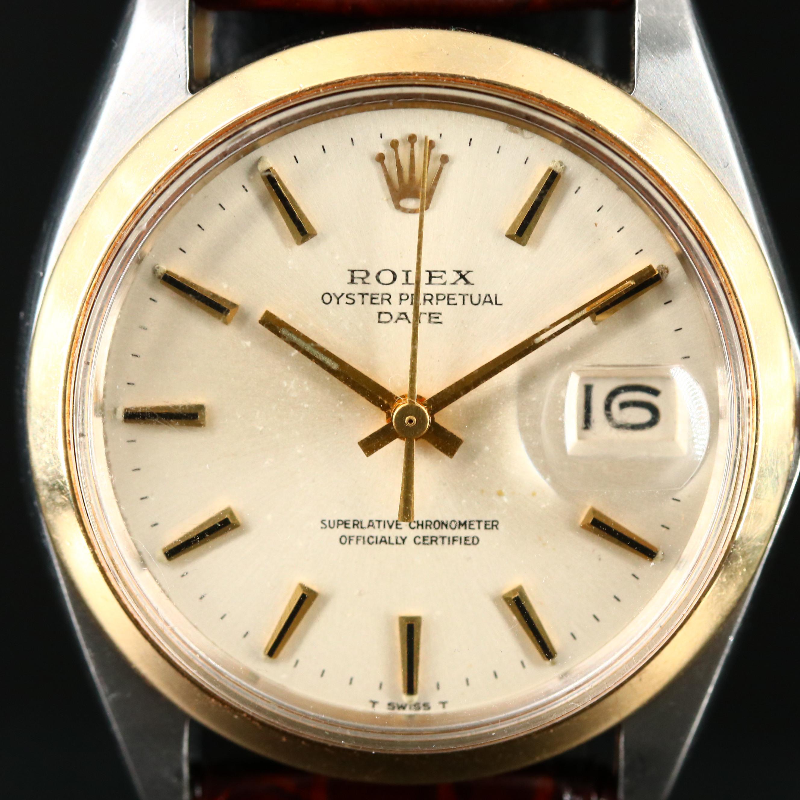 1969 Rolex Oyster Perpetual Date 14K and Stainless Steel Watch