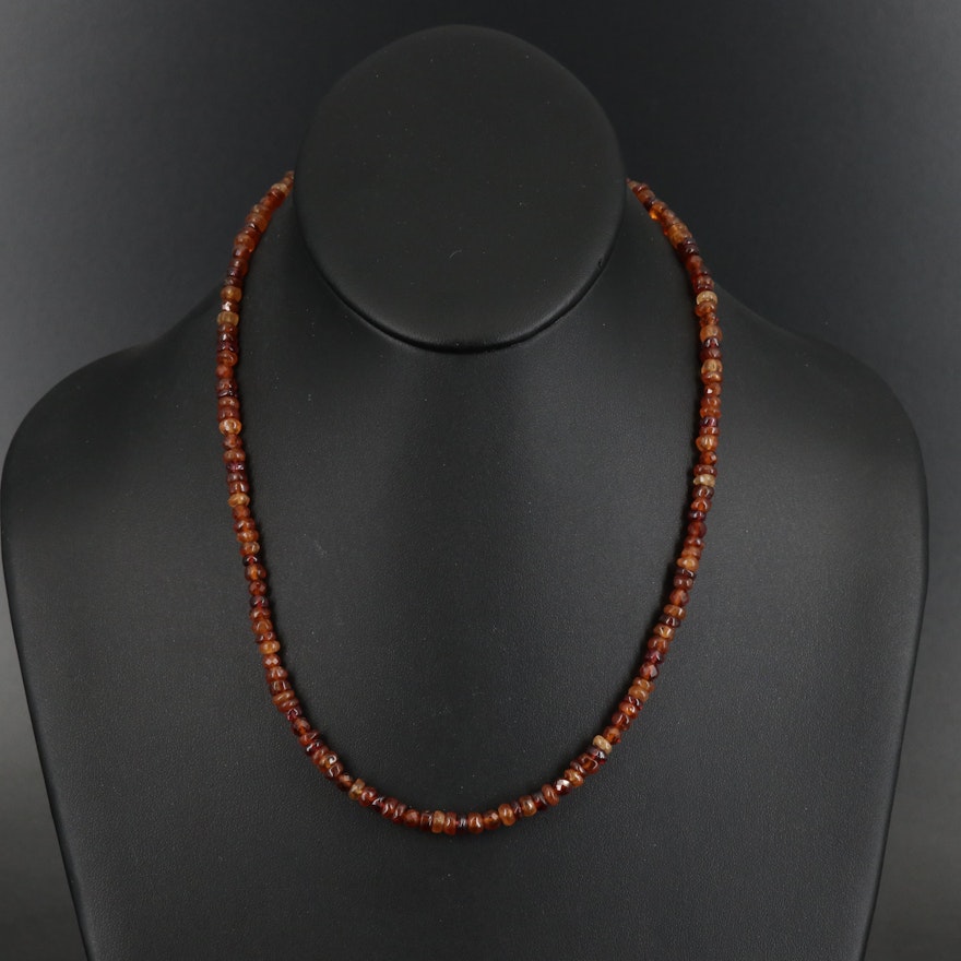 Citrine and Garnet Beaded Necklace