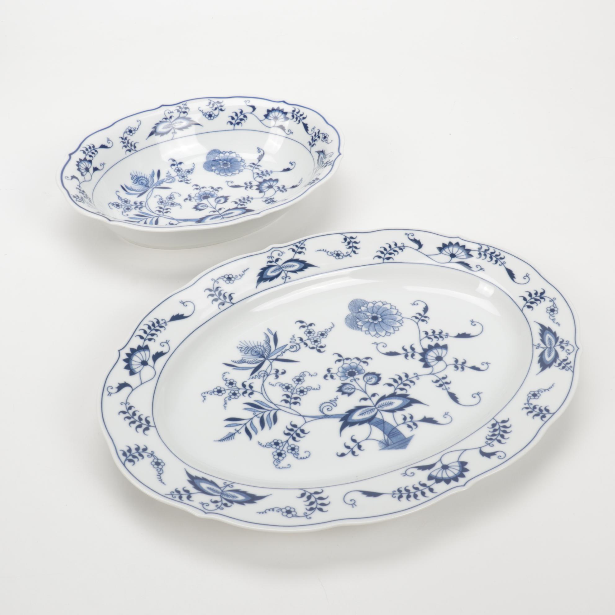 Blue Danube of Japan "Blue Onion" Ceramic Serving Dishes, Mid to Late 20th C.