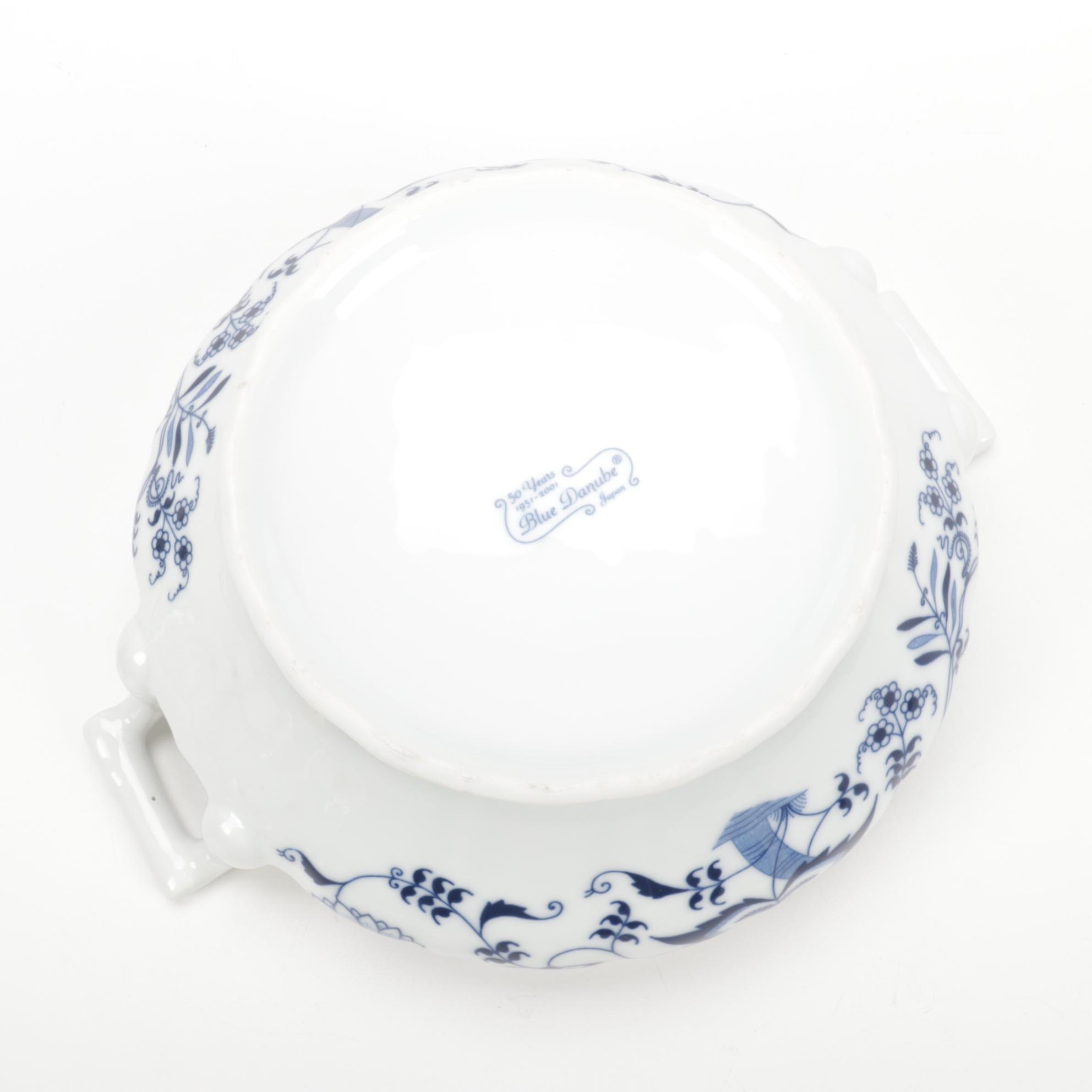 Blue Danube of Japan "Blue Onion" Ceramic Serving Dishes, Mid to Late 20th C.