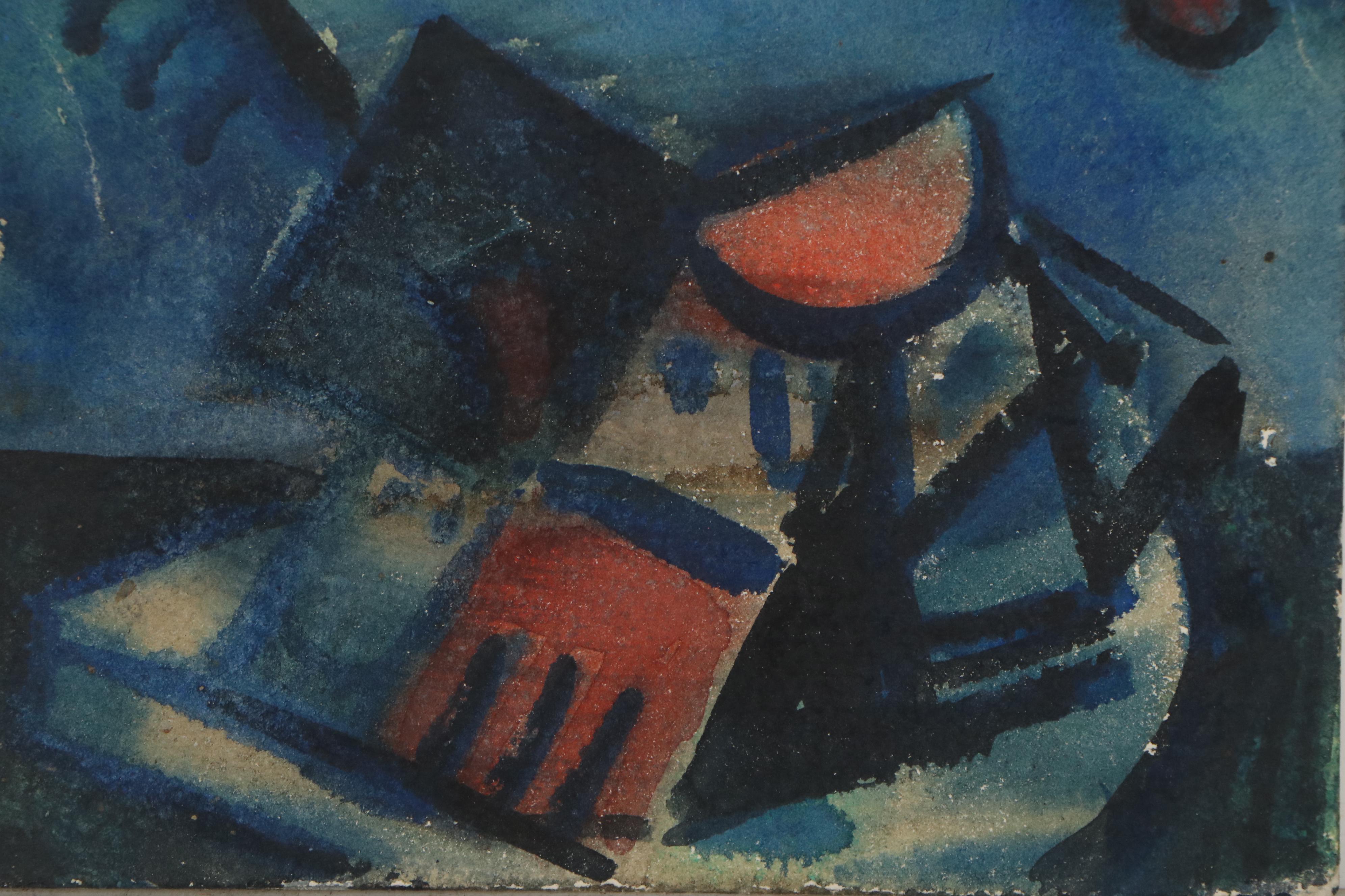 Esther Phillips Abstract Gouache Painting