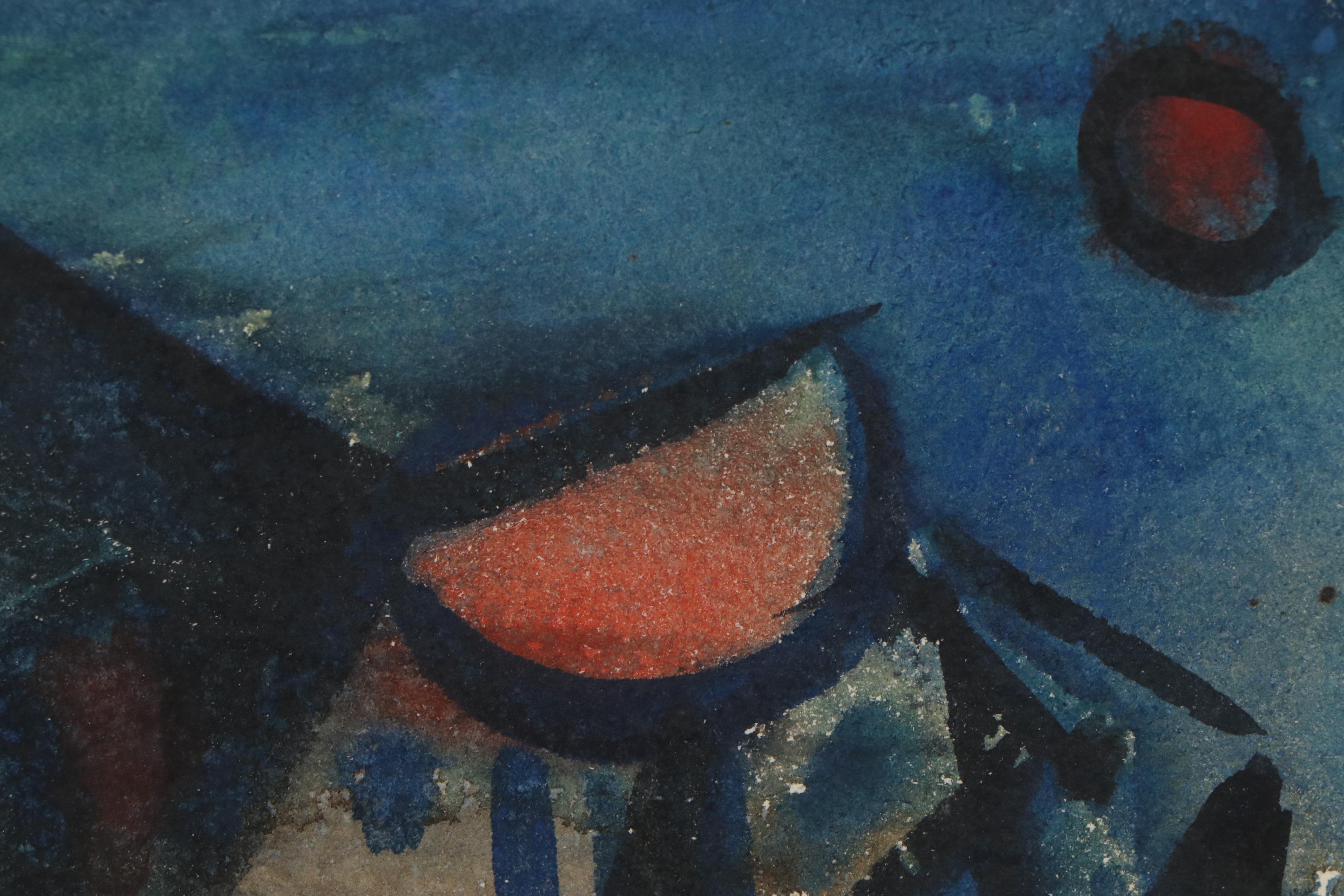 Esther Phillips Abstract Gouache Painting