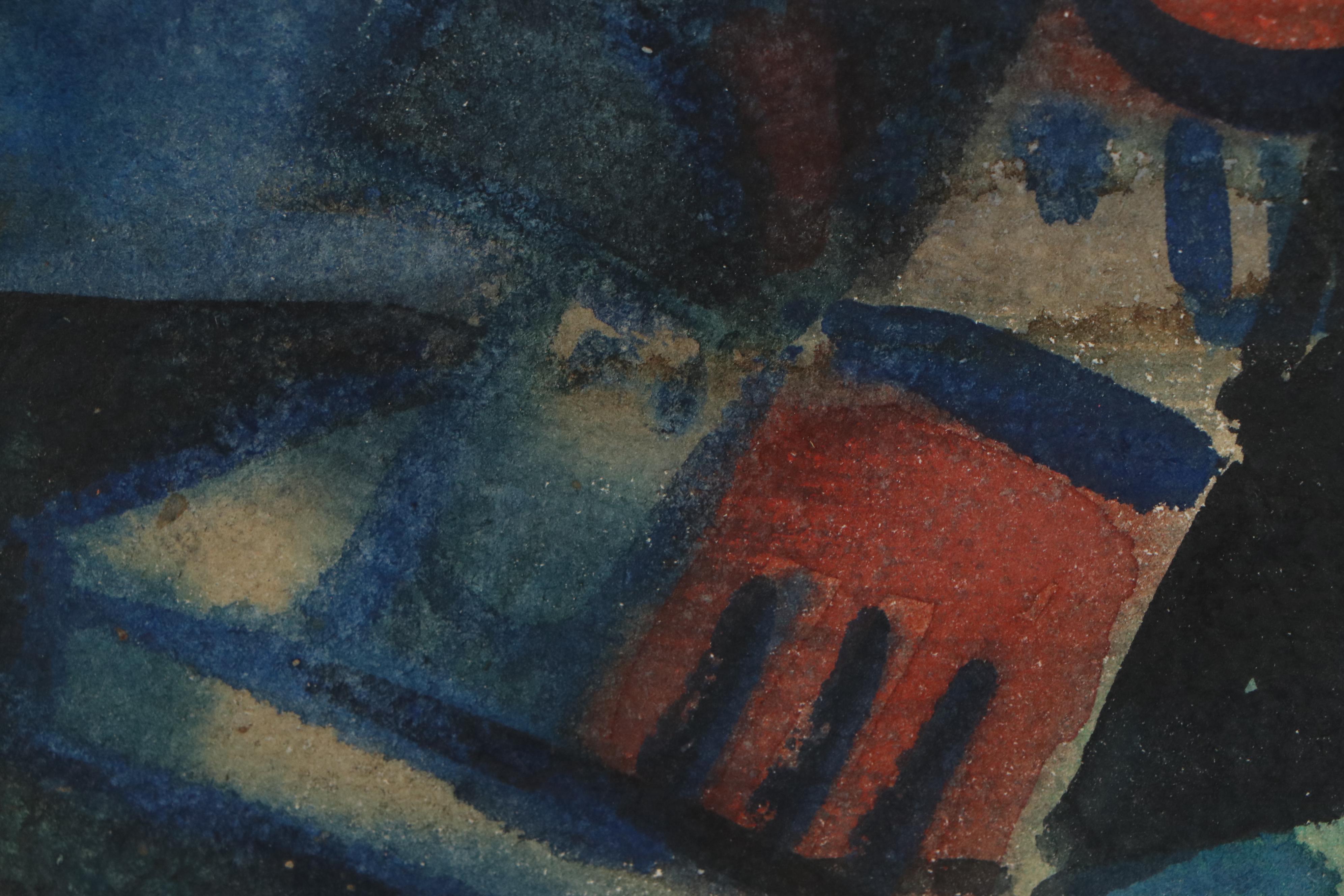 Esther Phillips Abstract Gouache Painting