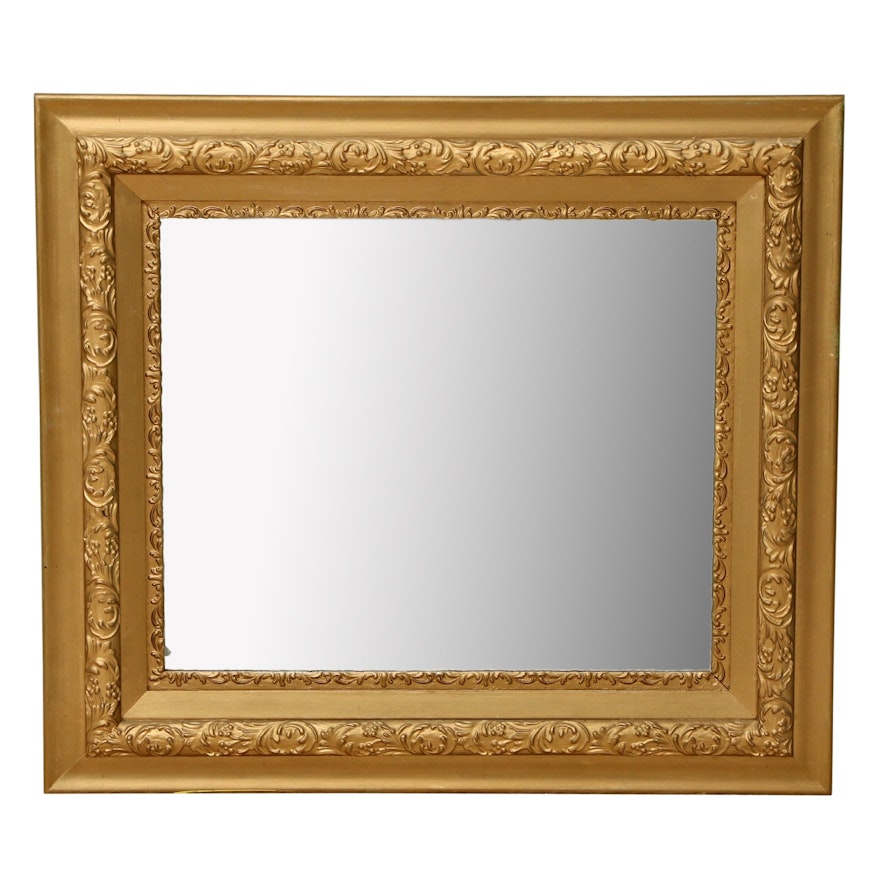 Giltwood and Gesso Rectangular Wall Mirror, Early to Mid 20th Century