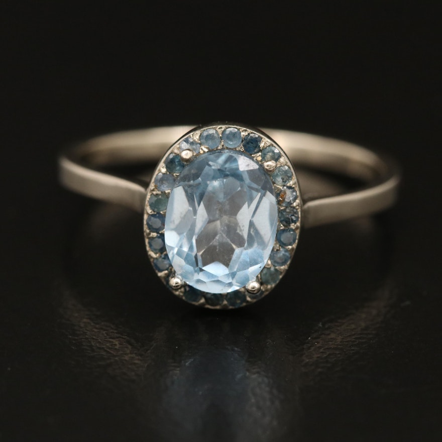 14K Sky Blue Topaz and Sapphire Ring