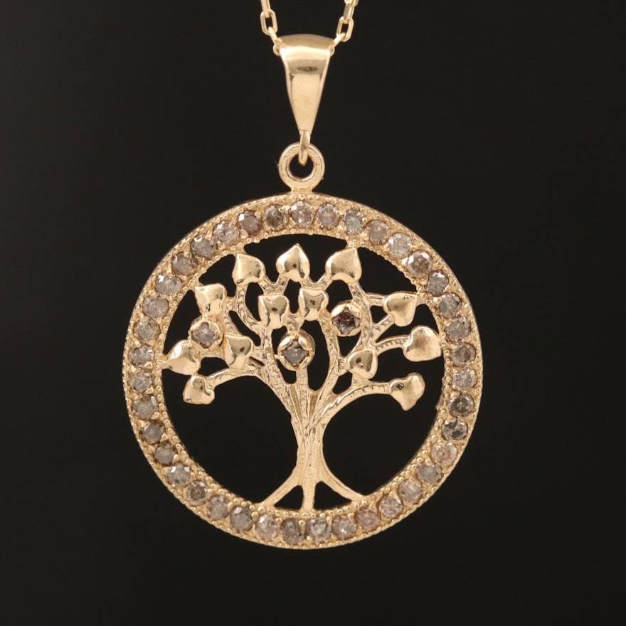 14K Gold Diamond Tree of Life Necklace