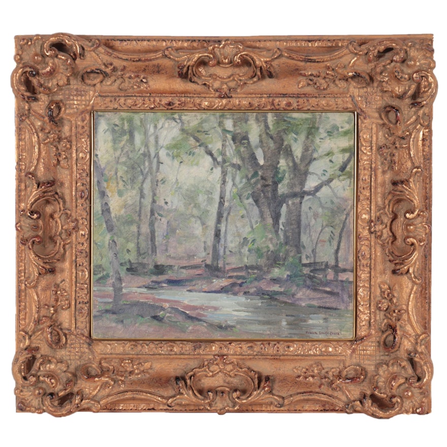 Frank Swift Chase Forest Landscape Oil Painting, Mid-20th Century