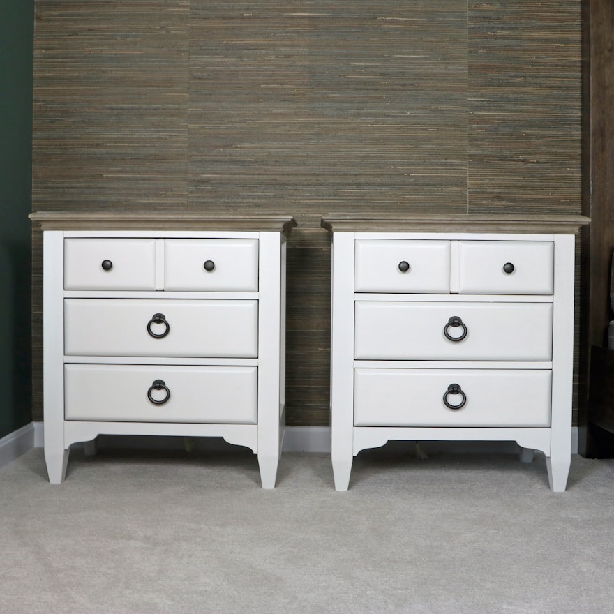 Pair of Riverside Furniture "Myra" Painted-Wood Three-Drawer Nightstands