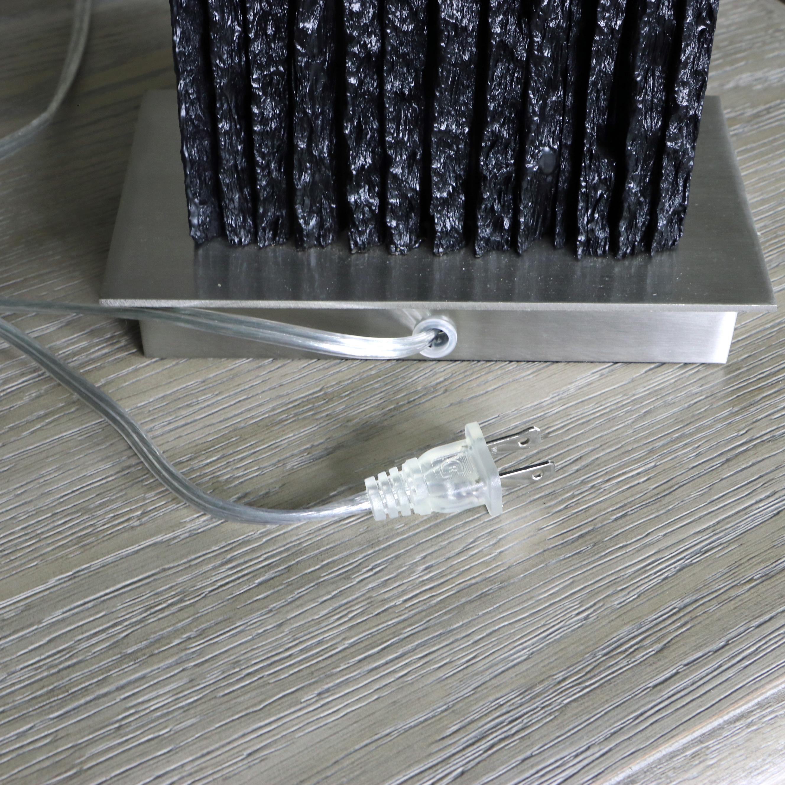 Uttermost "Pravus" Black Slate Textured Geometric Table Lamps