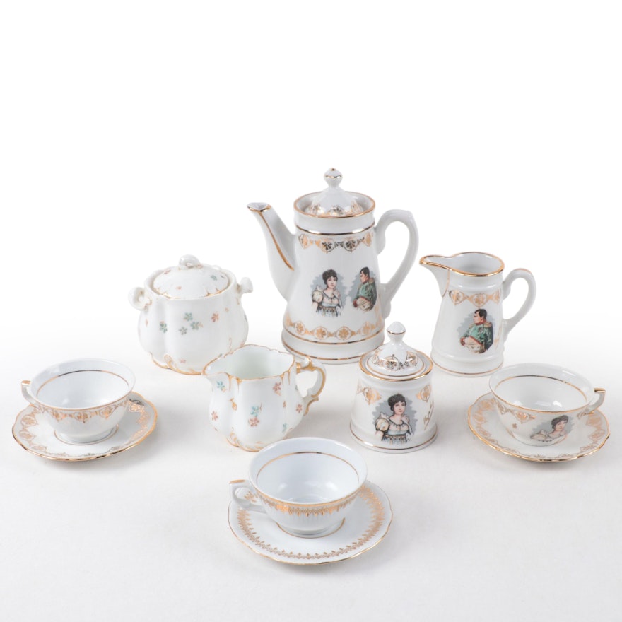 F.D. Porcelaine De Luxe Teaset with H & Co. Cream and Sugar, 20th Century