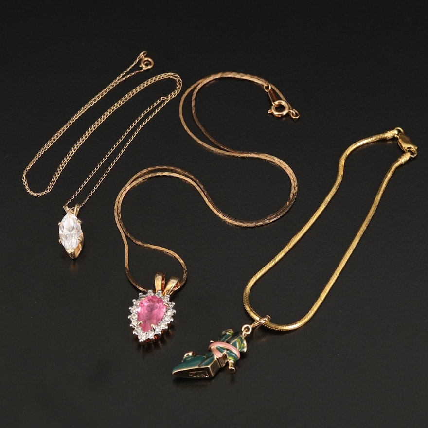 Necklaces and Bracelet Featuring 14K, Sterling and Kenneth Jay Lane