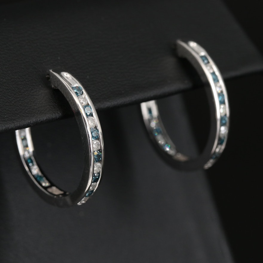 Sterling 1.00 CTW Diamond Inside-Out Hoop Earrings