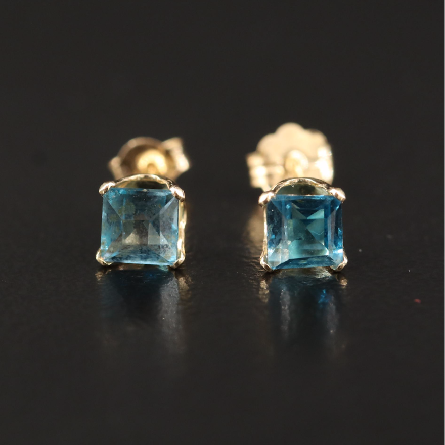 14K London Blue Topaz Stud Earrings
