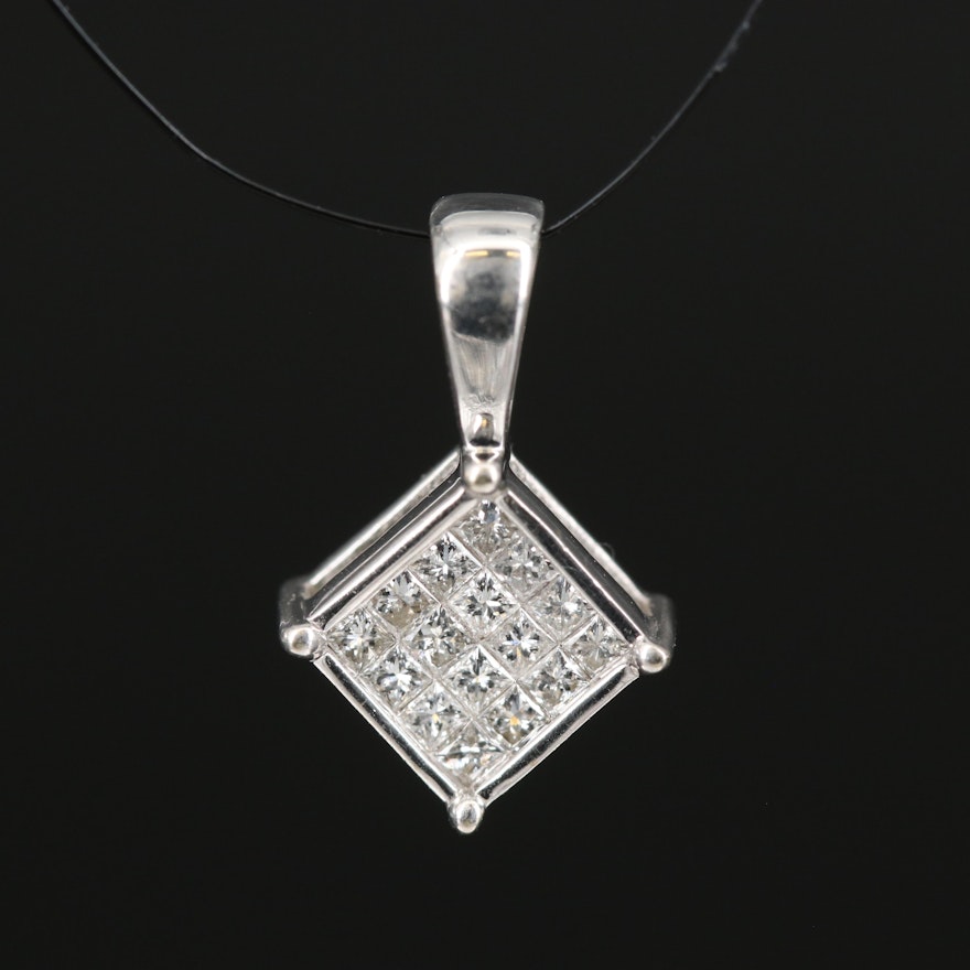 14K Diamond Cluster Pendant