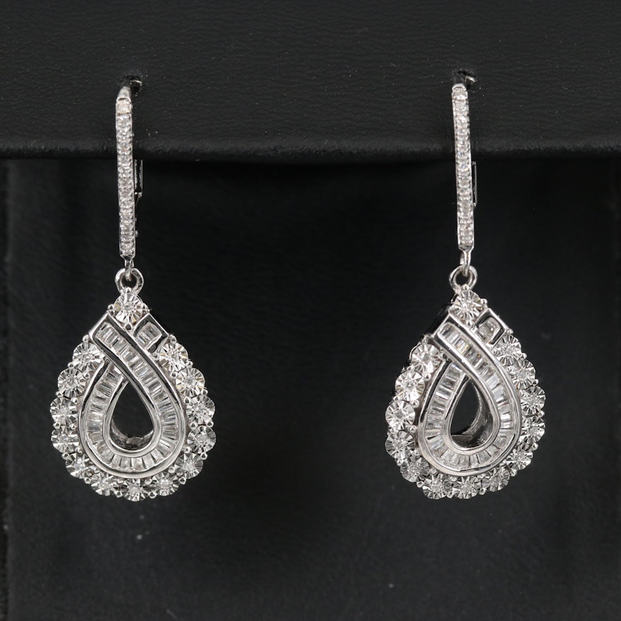 Sterling Silver Diamond Teardrop Earrings